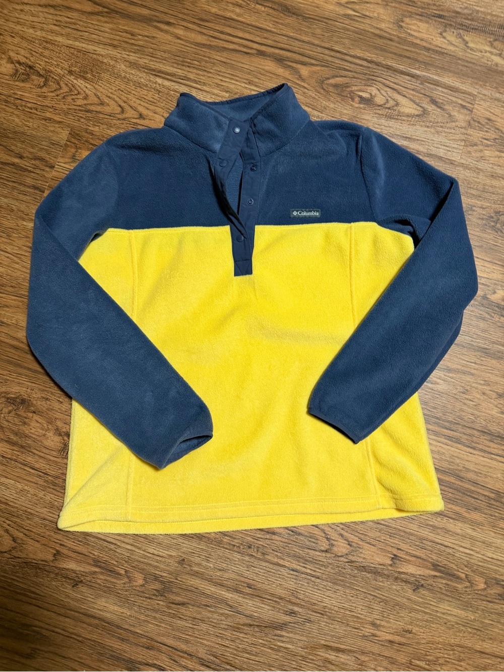 Columbia Navy and Yellow Fleece Snap Pullover